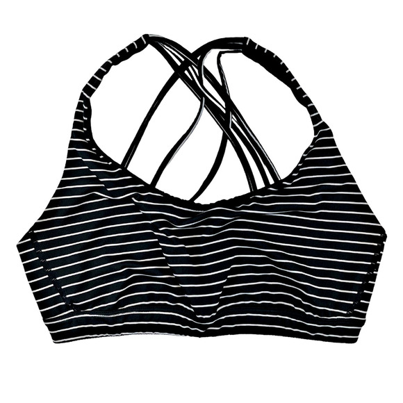 Victoria Sport Black White Striped Unlined Strappy Sports Bra Bralette SMALL - Picture 1 of 3